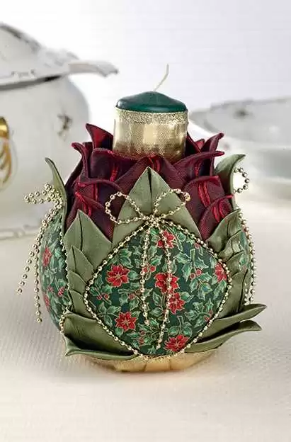 Елочные игрушки из лоскутков. Техника "артишок" — изображение 5