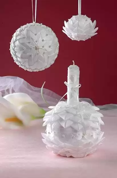 Елочные игрушки из лоскутков. Техника "артишок" — изображение 6