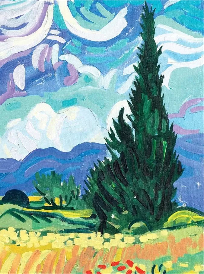 Рисуем по схемам. Великие мастера. Ван гог. Акрил — изображение 6