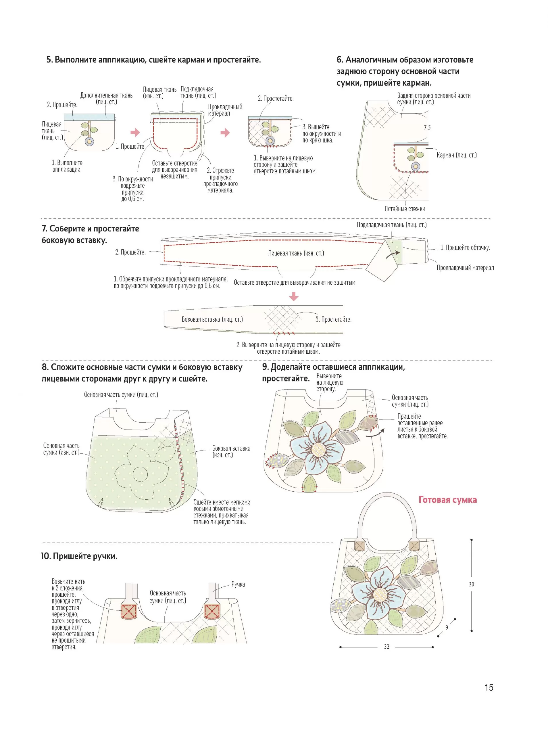 Акеми Сибата. Стильный японский пэчворк. 40 невероятных проектов: сумки, кошельки и другие аксессуары — изображение 6