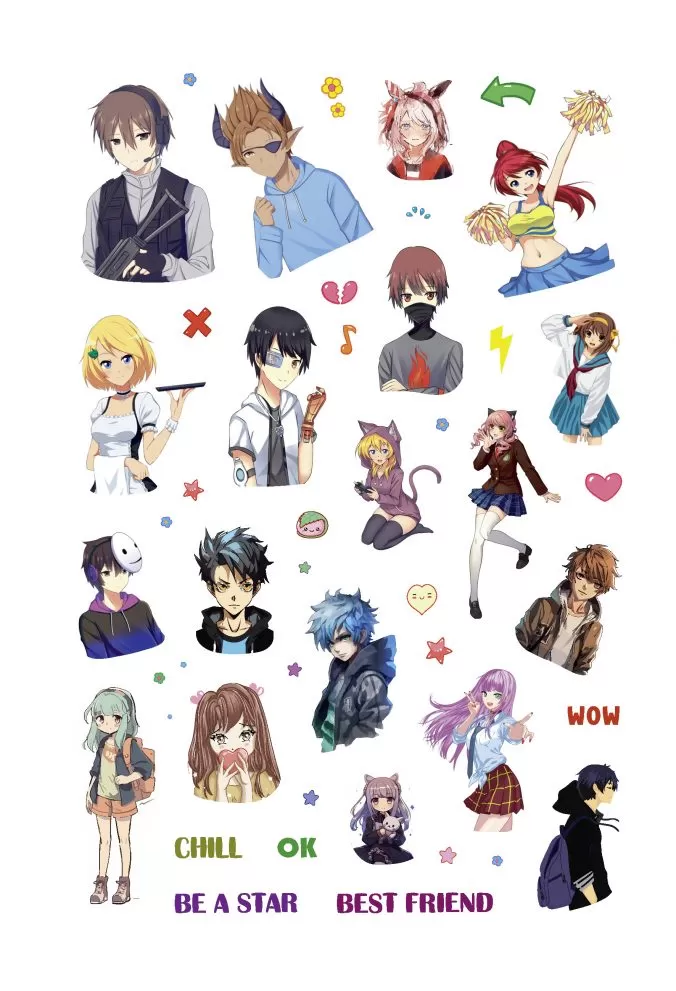 Наклейки anime stars (сиреневая)