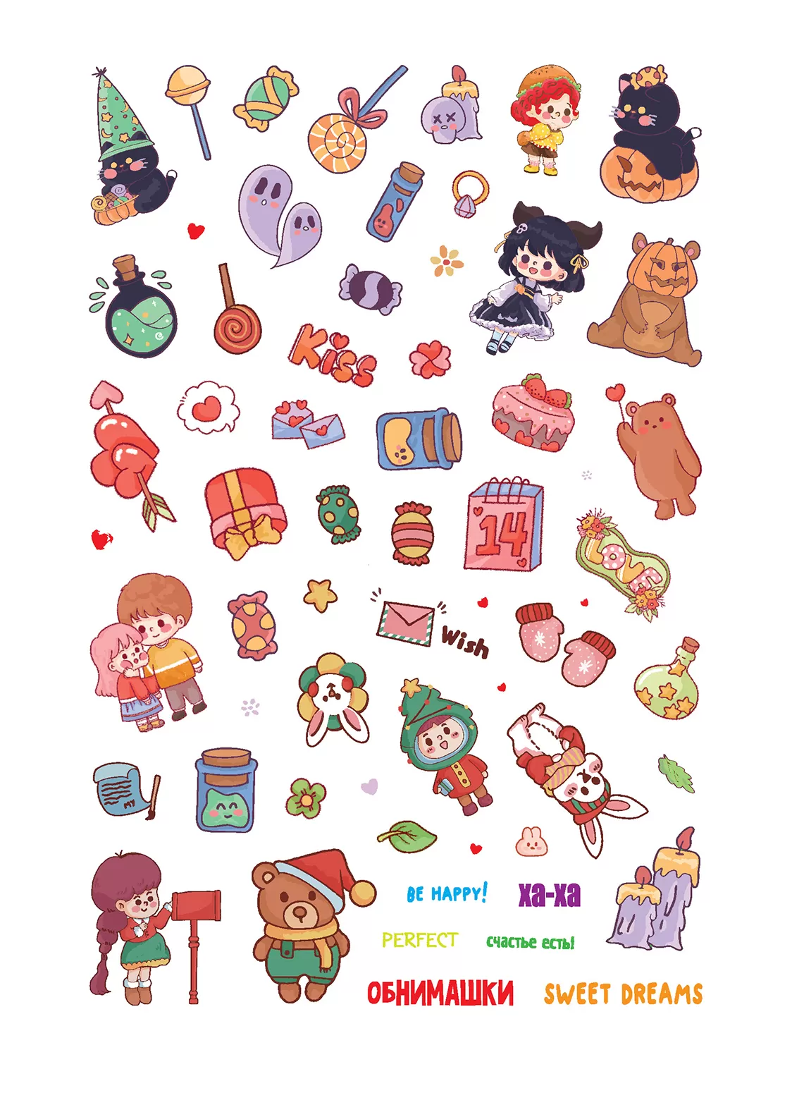 Наклейки kawaii club (голубая)