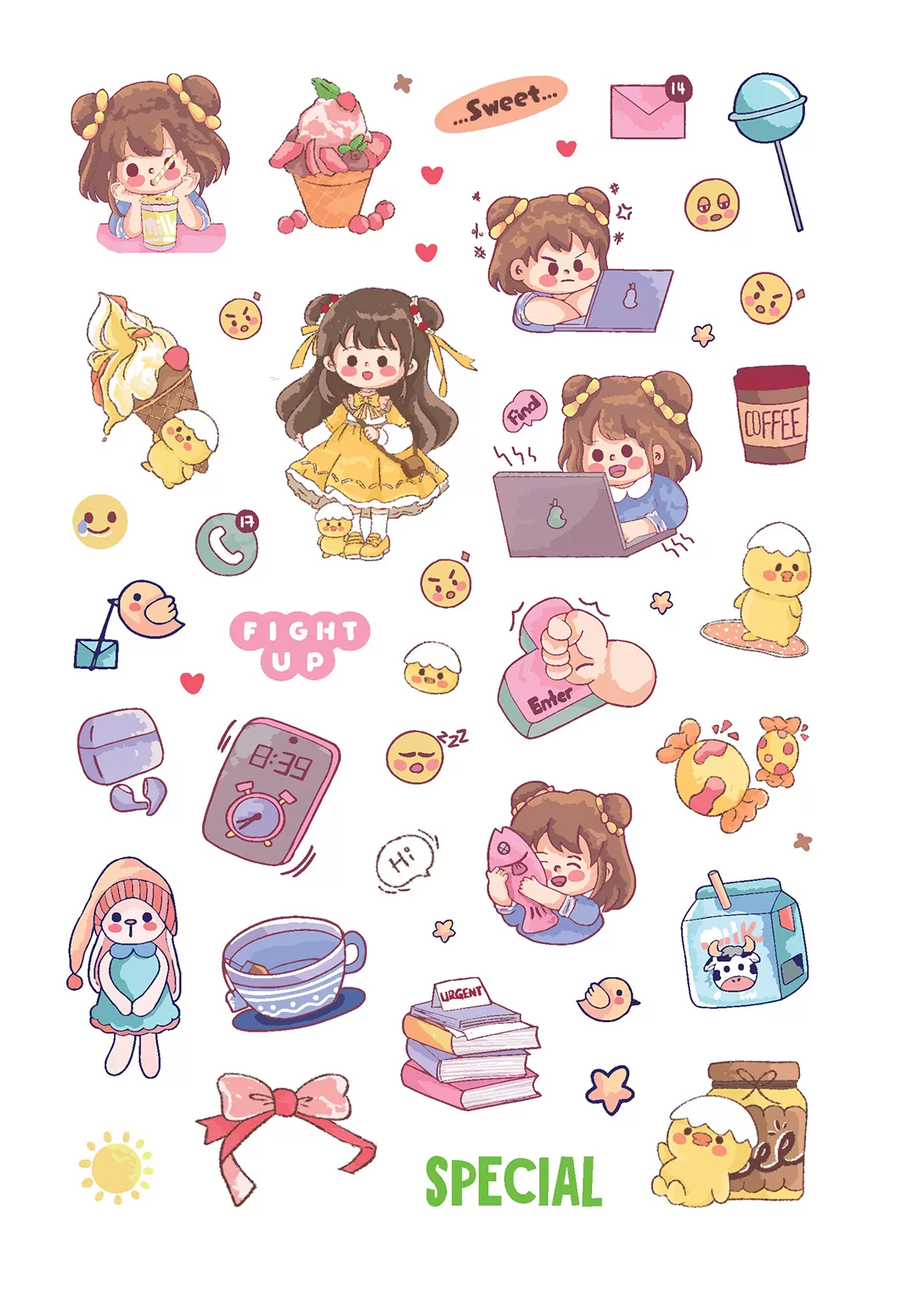 Наклейки kawaii club (голубая)